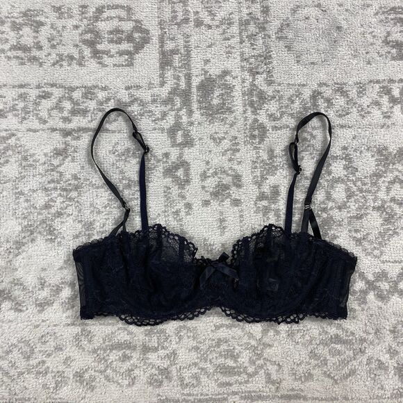 VTG Very Sexy Victoria’s Secret Bra Y2K Black Lace/ Mesh Bra Underwire Size 34B - Picture 1 of 6